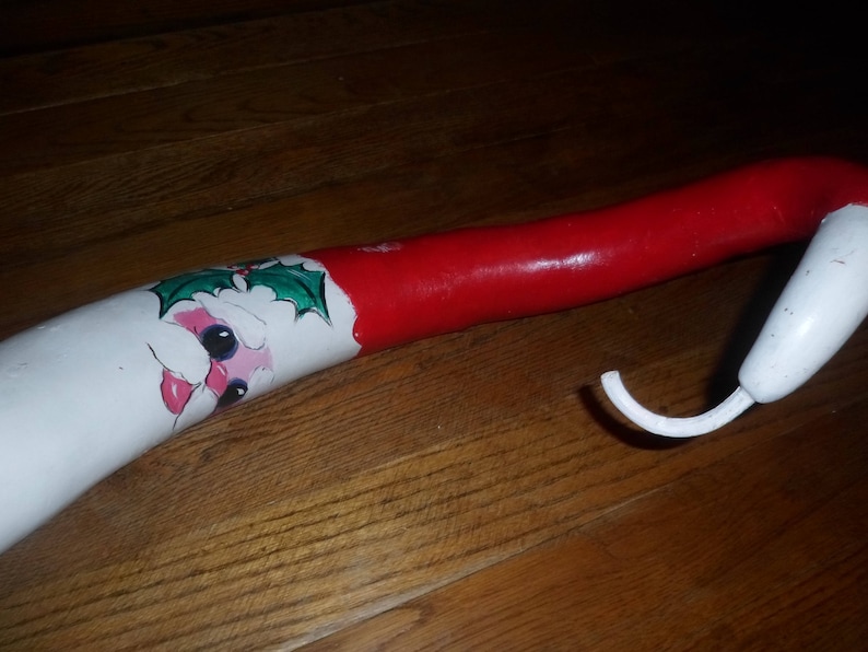 hand painted Santa gourd. long twisted. vintage image 1