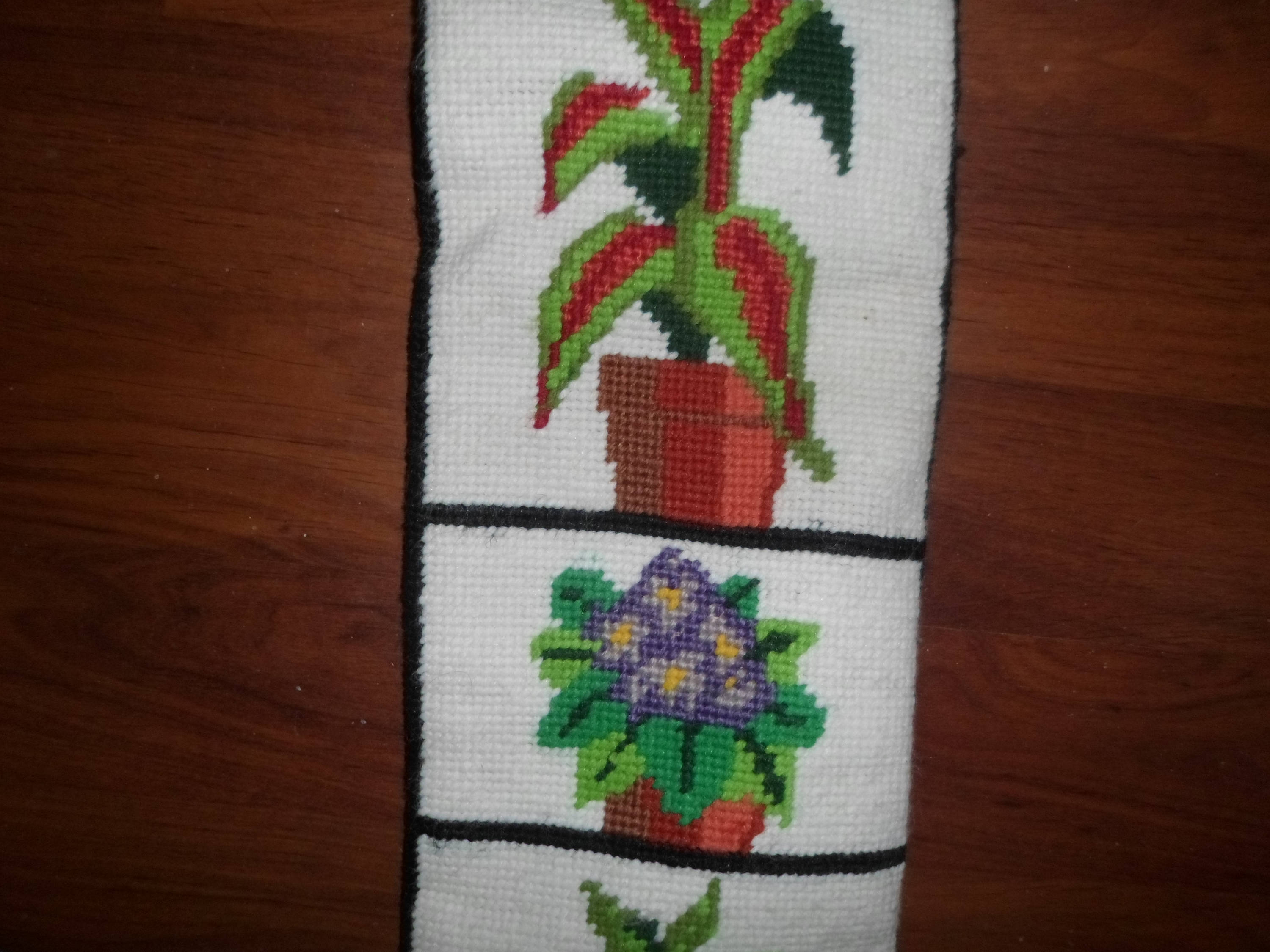 Vintage 6 Panel Cross Stitch Floral Wall Hanging. 5x346 Etsy