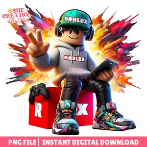 Roblox Gamer PNG Clipart: Jungen Shirt Design (Digitaler Download)