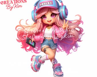 Roblox Gamer Girl PNG Clipart: Sublimation Digital Download