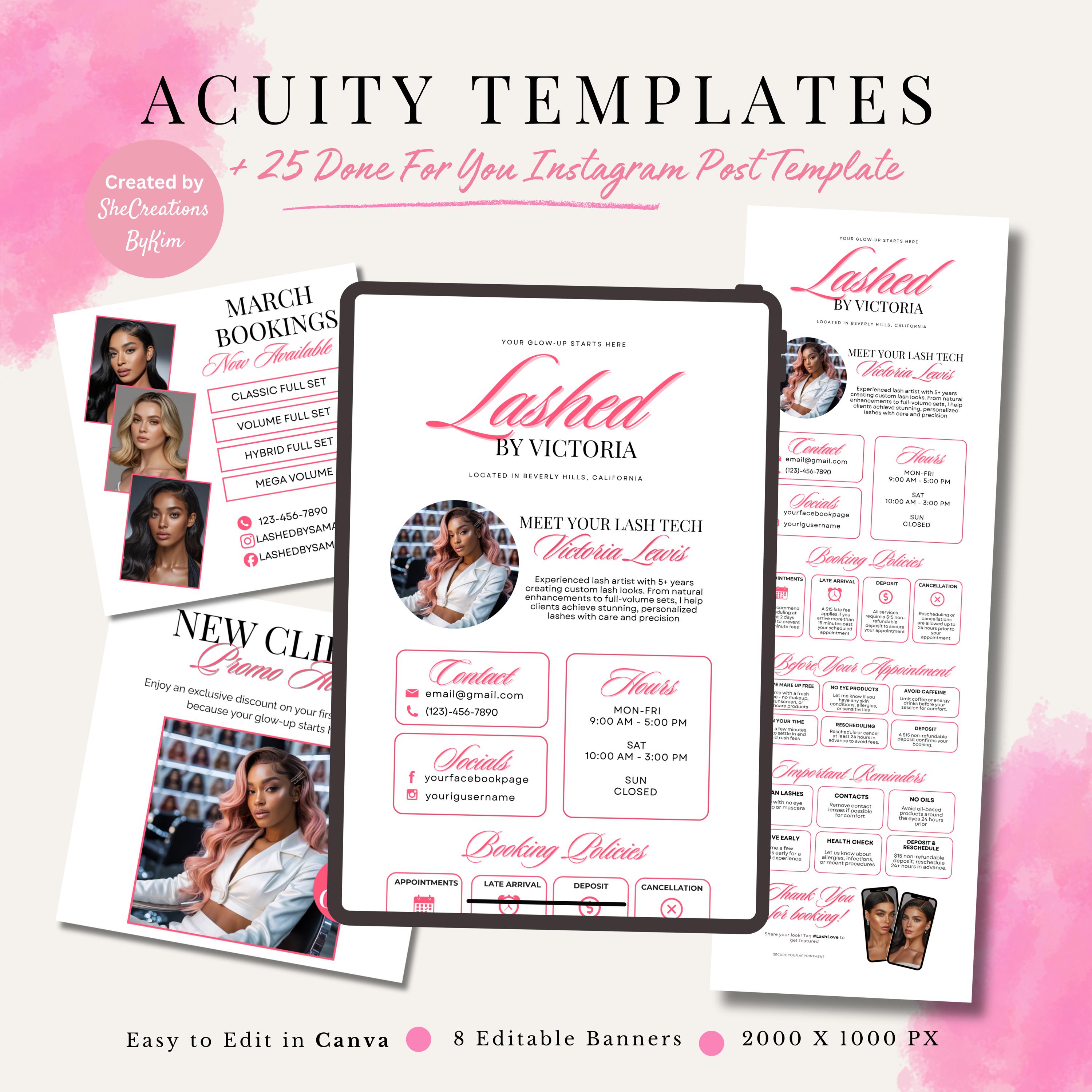 Lash Tech Acuity Scheduling Template Canva Booking Site Editable Acuity ...