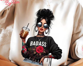 Tattooed Girl PNG Clipart: Badass Woman Sublimation Design (Digital Download)