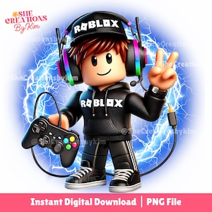 Roblox Gamer PNG: Boy Character Clipart, Game Stickers (Digital Download)