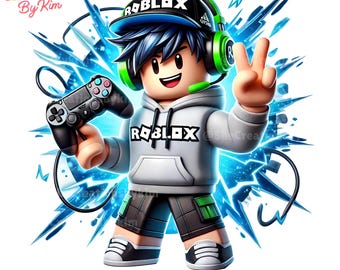 Roblox Gamer PNG: Clipart postaci chłopca, Naklejki do gier (Pobieranie cyfrowe)