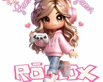Roblox Gamer Girl PNG: Digital Clipart, Sublimation Design (300 DPI)
