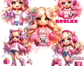 Roblox Gamer Girl PNG Clipart: Sublimation Bundle (Digital Download)