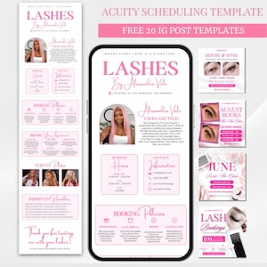 Pink Lash Acuity Scheduling Template Lash Booking Website Canva Editable Lash Tech Site Acuity Lash Stylist Booking Luxury Lash Site
