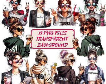 Funny Sarcastic Women PNG Bundle: Sassy Clipart (Digital Download)