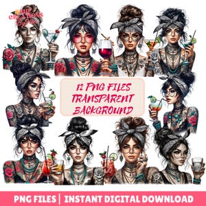 Girl with Tattoos, Badass Girl, PNG for Shirts, PNG for Sublimation, Sassy Girl Clipart, Popular Now Dtf Png, Trending Women Tshirt Design