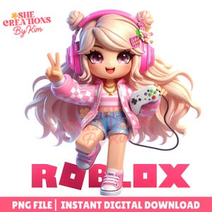 Roblox Girl, Roblox Png, Roblox Sticker, Roblox Clipart, Roblox Digital, Roblox Sublimation, Gamer Girl Png, Gamer Shirt Design, Roblox