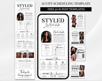 Hair Acuity Scheduling Template Hairstylist Booking Website Acuity Canva Editable Hair Stylist Schedule Site DIY Hair Template