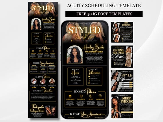 Hair Acuity Scheduling Template Hairstylist Acuity Booking Website Hair Schedule Acuity Editable Canva Template Hair Tech Booking Site Site