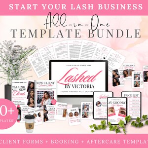 Lash & Brow Business Templates Bundle | Acuity Scheduling + Client Forms + FREE 24 IG Posts | Editable Canva | Intake, Consent, Aftercare