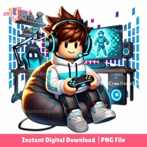 Roblox Gamer PNG: Boy Clipart, Gaming Shirt Design (Digital Download)