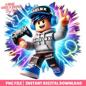 Roblox Gamer PNG: Boy Character Clipart, Game Stickers (Digital Download)