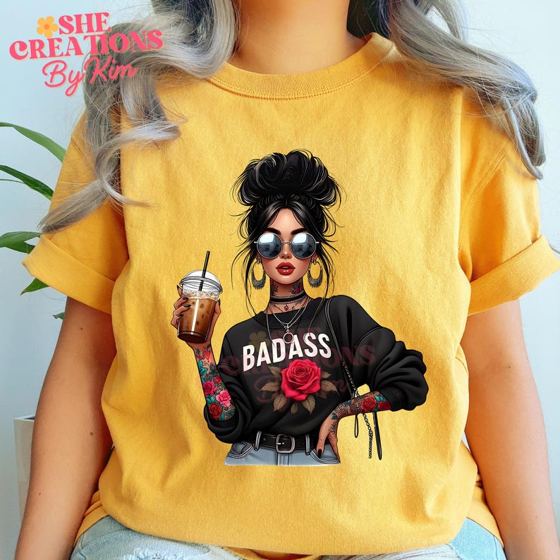 Chica tatuada PNG Clipart: Diseño de sublimación de mujer ruda (Descarga digital) imagen 9