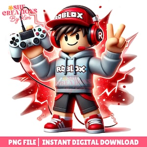 Roblox Boy PNG: Gamer Clipart & Stickers (Digital Download)