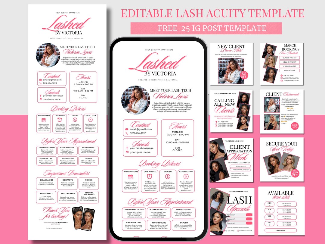 Lash Tech Acuity Scheduling Template Canva Booking Site Editable Acuity ...
