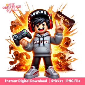 Roblox Gamer PNG: Boy Character Clipart & Stickers (Digital Download)