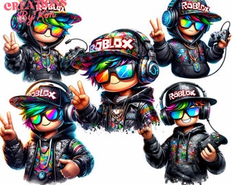 Roblox Gamer Boy PNG Bundle: Sublimation Graphics (Digital Download)