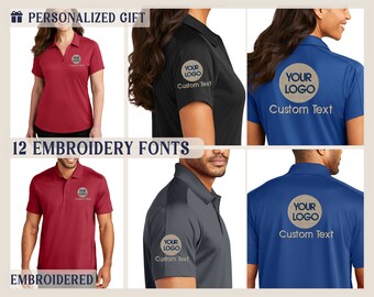 Embroidered - Custom Logo Port Authority Brand Polo Shirts for Adults - Personalized Gift