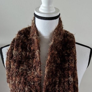 New Handmade Dark Brown Angel Hair Knit Infinity Scarf - 6.5&quot; x 47&quot;