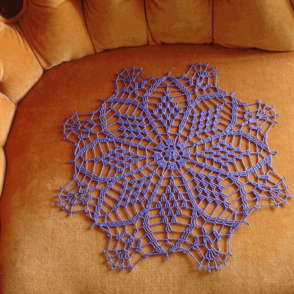 New Handmade Crocheted Crown Jewels Doily in Violet 15 inches