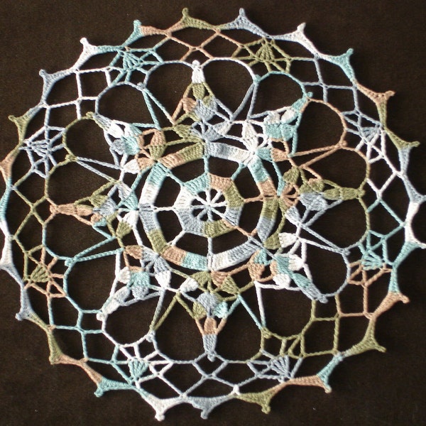 New Handmade Crocheted "Pinwheel" Doily in Aspen - 10.5"