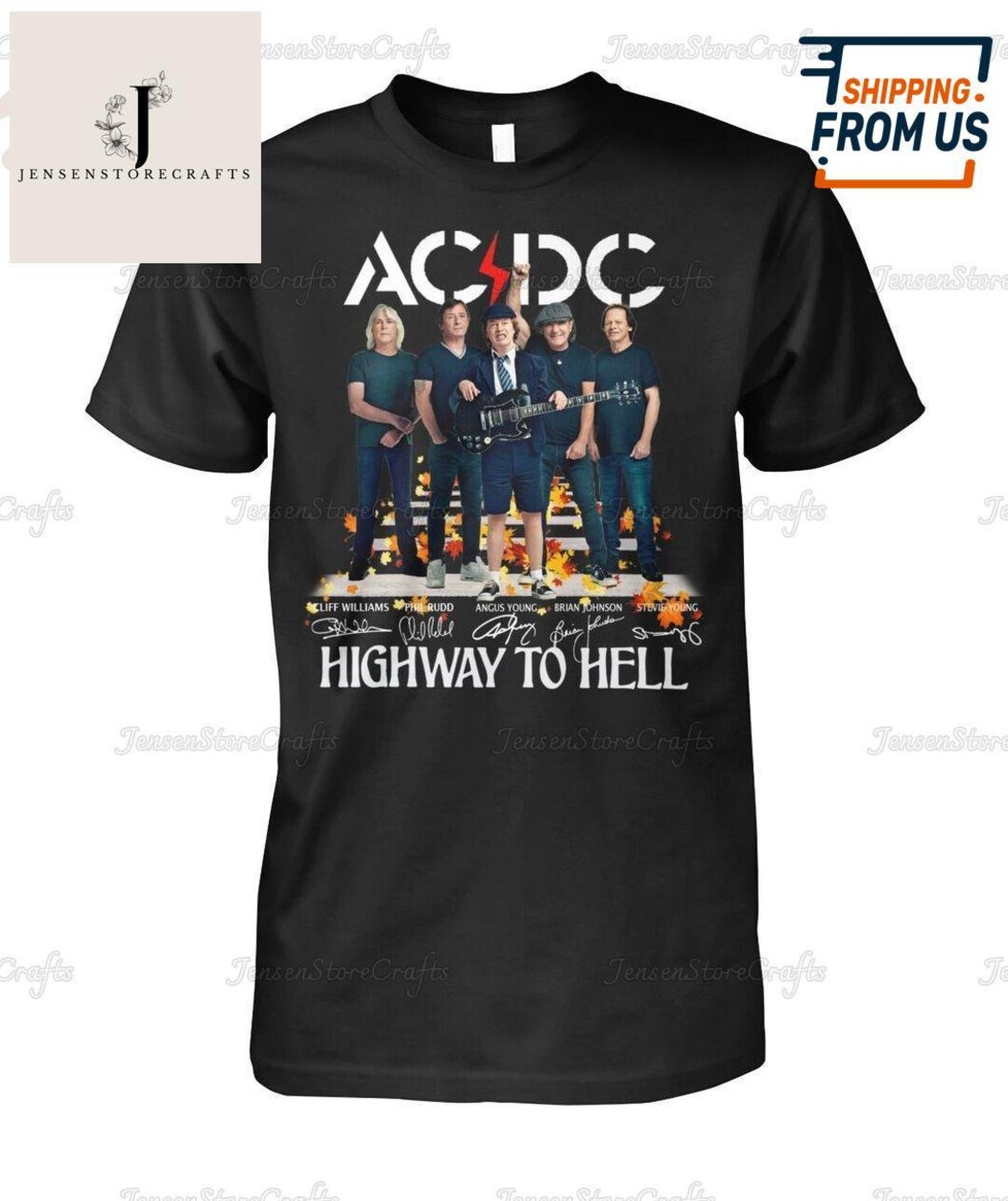 ACDC Highway to Hell Signature T-shirt, Acdc Abbey Road Tshirt, Acdc ...