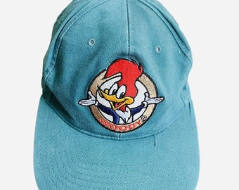 HAT Woody WoodPecker SnapBack Cap Lid Embroidered Vintage 1993 Teal Cartoon Used