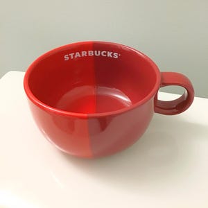Starbucks MUG, Large RED Coffee MUG, Beverage Cup, 16oz Collectors Soup Mug.