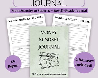 Diário de mentalidade financeira editável – Modelo de rastreador de economia (download digital PLR)
