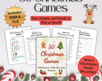 50 Christmas Games Printable Bundle — Editable + MRR/PLR Included