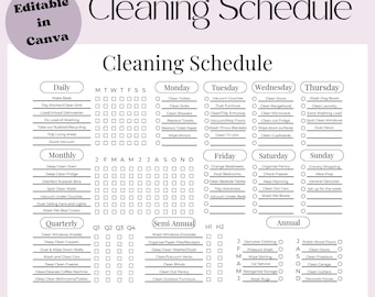 Minimalist Editable Cleaning Planner – Daily to Annual Chore Schedule (Printable PDF)