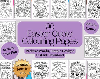 96 Easter Quote Colouring Pages | Printable Designs with PLR MRR