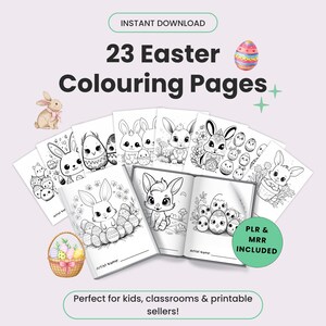 Easter Coloring Pages for Kids | 23 Printable Activities | PLR MRR Commercial Use