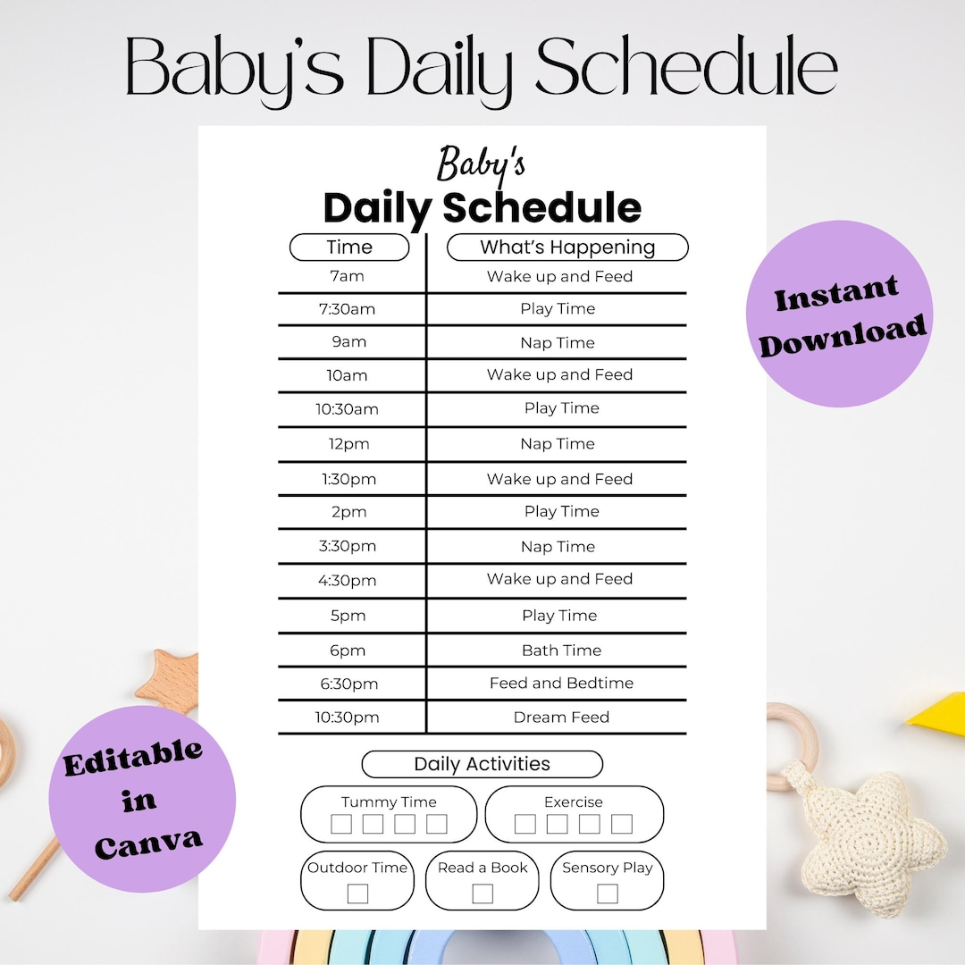 Newborn Routine Pdf Baby Daily Schedule Minimalist Printable | Newborn Routine Tracker ...