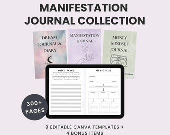 Manifestation Journal PLR Bundle | 9 Canva Editable Templates | Law of Attraction, Gratitude & Money Mindset | PLR and MRR Included