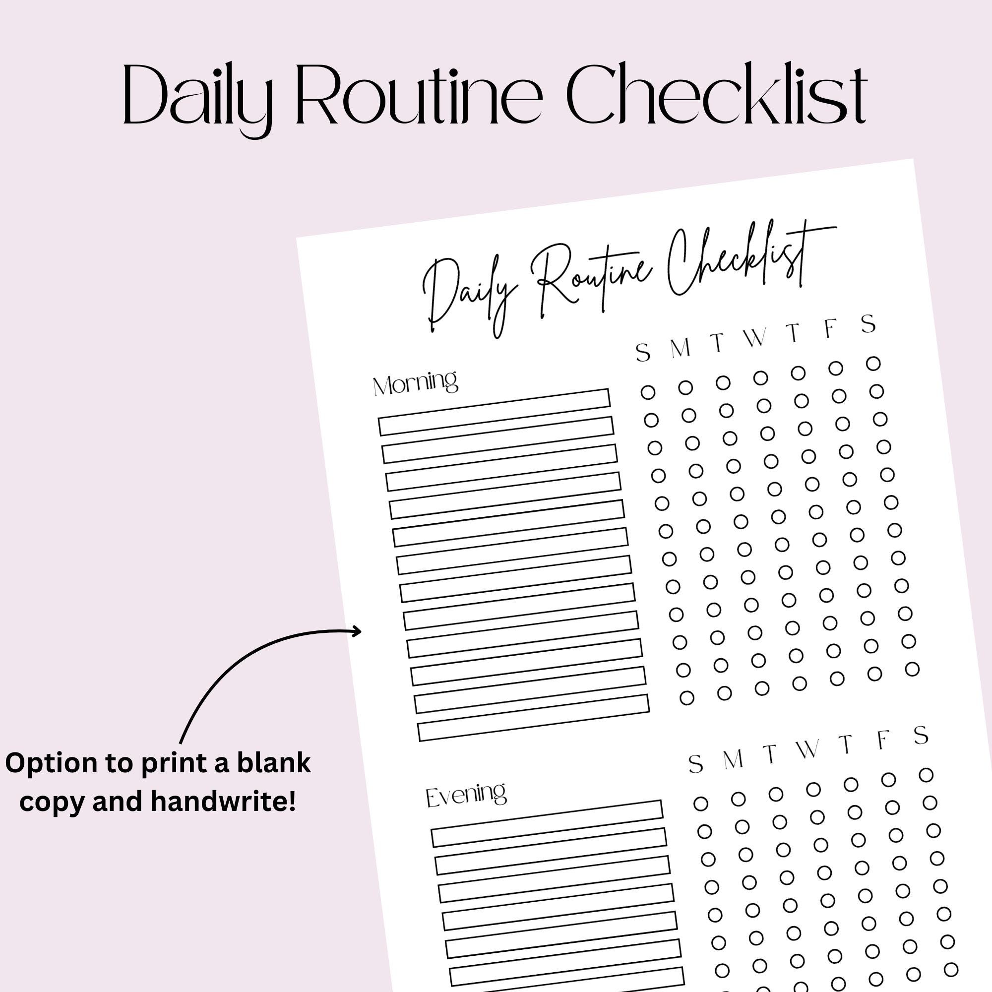 Printable Daily Routine Checklist – Morning and Night Planner for Busy ...