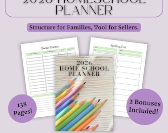 2026 Weekly and Monthly Homeschool Planner - Editable & Printable with PLR/MRR Rights