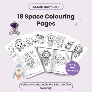 18 Space Colouring Pages Mini Bundle | PLR & MRR | Cosmic Printable Kids Activities