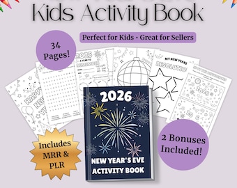 New Year’s Eve Kids Activity Book | Printable Colouring & Activities with PLR + MRR