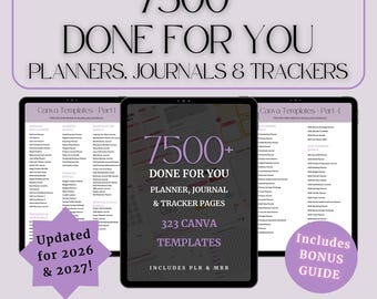 7500+ Planner, Journal & Tracker Pages | Editable Canva Templates with PLR + MRR (2027 Update)