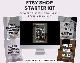 Etsy Shop-startpakket | Canva-sjablonen, bedrijfsgidsen en planners voor verkopers van digitale producten | PLR + MRR inbegrepen