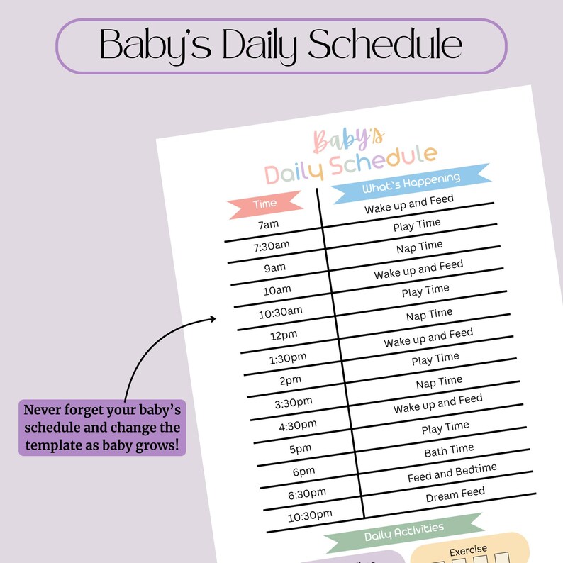 Baby Daily Schedule: Newborn Routine Tracker (digital Download PDF) - Etsy