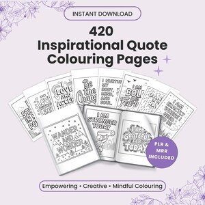 Inspirational Quote Colouring Pages Bundle | Canva Editable PLR + MRR Colouring Book Templates