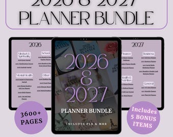 2026 & 2027 Planner Bundle – 27 Editable Canva Planners and Journals with PLR/MRR Rights