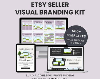 Etsy Seller Visual Branding Kit | 560+ Canva Mockups, Delivery Pages & Shop Banners | PLR + MRR