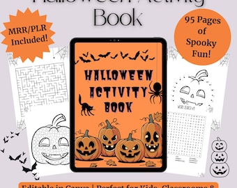 Halloween Activity Book | Editable Canva Template – 95 Pages with PLR & MRR Rights