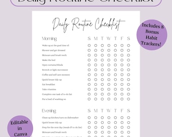 Daily Routine Checklist & Habit Trackers – Morning and Evening Productivity Planner (Printable PDF)